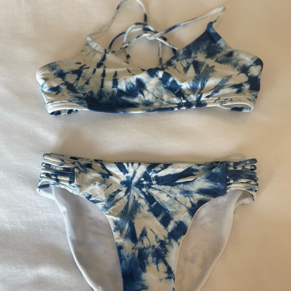 Blue and white tye dye bikini from full tilt